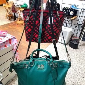 Green leather Coach purse